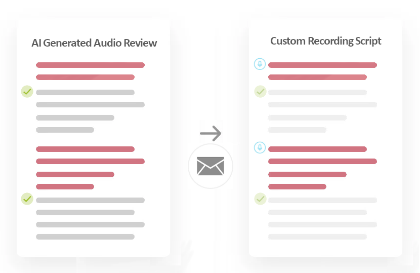 Send phrases for custom recording by cloned voice talent